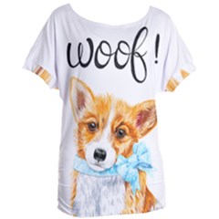 Welsh Corgi Pembrock With A Blue Bow Women s Oversized Tee by ladynatali