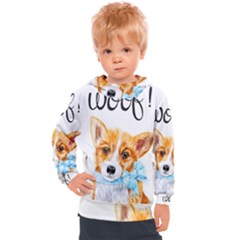 Welsh Corgi Pembrock With A Blue Bow Kids  Hooded Pullover by ladynatali