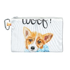 Welsh Corgi Pembrock With A Blue Bow Canvas Cosmetic Bag (large) by ladynatali