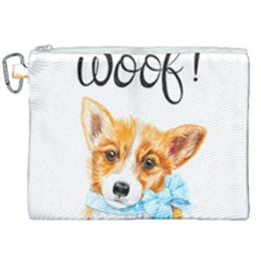 Welsh Corgi Pembrock With A Blue Bow Canvas Cosmetic Bag (xxl) by ladynatali