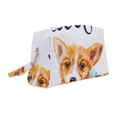 Welsh Corgi Pembrock With A Blue Bow Wristlet Pouch Bag (medium) by ladynatali