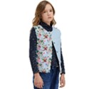 boho flower light blue Kid s Short Button Up Puffer Vest	 View2