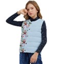 boho flower light blue Kid s Short Button Up Puffer Vest	 View3