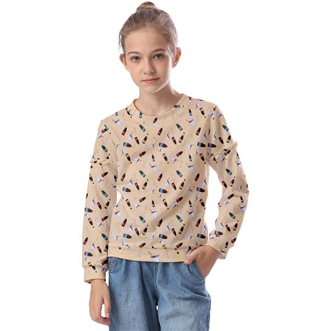 Festive Champagne Kids  Long Sleeve Tee With Frill  by SychEva
