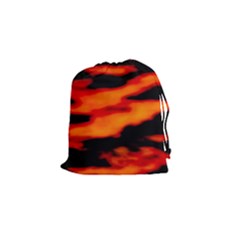 Red  Waves Abstract Series No13 Drawstring Pouch (small) by DimitriosArt