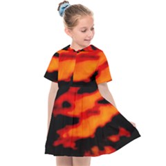 Red  Waves Abstract Series No13 Kids  Sailor Dress by DimitriosArt