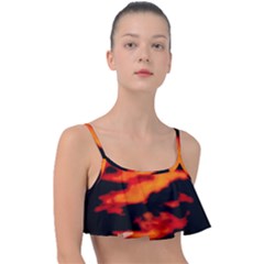 Red  Waves Abstract Series No13 Frill Bikini Top by DimitriosArt