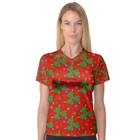 Christmas Trees V-neck Sport Mesh Tee by SychEva