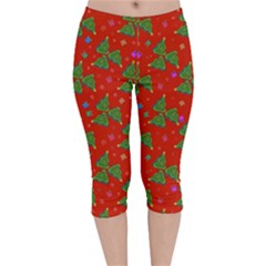 Christmas Trees Velvet Capri Leggings  by SychEva