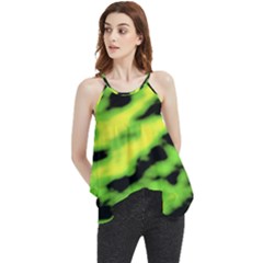 Green  Waves Abstract Series No12 Flowy Camisole Tank Top by DimitriosArt