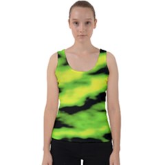 Green  Waves Abstract Series No12 Velvet Tank Top by DimitriosArt