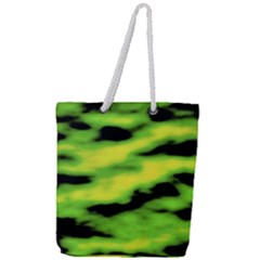 Green  Waves Abstract Series No12 Full Print Rope Handle Tote (large) by DimitriosArt