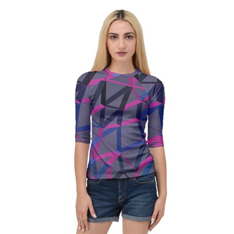 3d Lovely Geo Lines Quarter Sleeve Raglan Tee by Uniqued