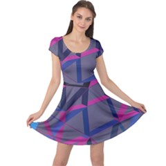 3d Lovely Geo Lines Cap Sleeve Dress