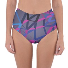 3d Lovely Geo Lines Reversible High-Waist Bikini Bottoms