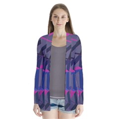 3d Lovely Geo Lines Drape Collar Cardigan