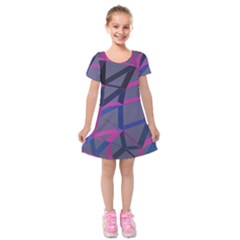 3d Lovely Geo Lines Kids  Short Sleeve Velvet Dress