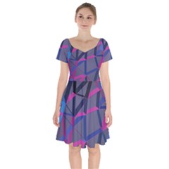 3d Lovely Geo Lines Short Sleeve Bardot Dress by Uniqued