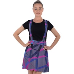3d Lovely Geo Lines Velvet Suspender Skater Skirt by Uniqued