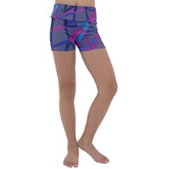 3d Lovely Geo Lines Kids  Lightweight Velour Yoga Shorts