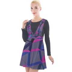 3d Lovely Geo Lines Plunge Pinafore Velour Dress