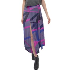 3d Lovely Geo Lines Velour Split Maxi Skirt