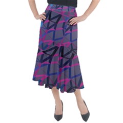 3d Lovely Geo Lines Midi Mermaid Skirt