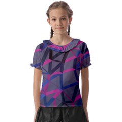 3d Lovely Geo Lines Kids  Frill Chiffon Blouse by Uniqued