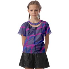 3d Lovely Geo Lines Kids  Front Cut Tee