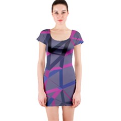 3d Lovely Geo Lines Short Sleeve Bodycon Dress by Uniqued