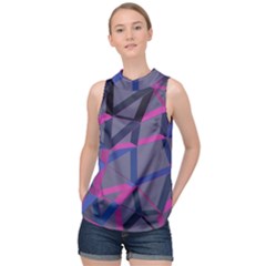 3d Lovely Geo Lines High Neck Satin Top by Uniqued