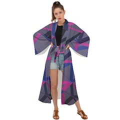 3d Lovely Geo Lines Maxi Kimono by Uniqued