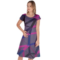 3d Lovely Geo Lines Classic Short Sleeve Dress by Uniqued