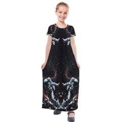 Digital Illusion Kids  Short Sleeve Maxi Dress by Sparkle