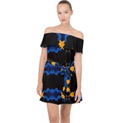 Digital Illusion Off Shoulder Chiffon Dress by Sparkle