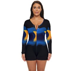 Digital Illusion Long Sleeve Boyleg Swimsuit by Sparkle