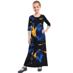 Digital Illusion Kids  Quarter Sleeve Maxi Dress by Sparkle