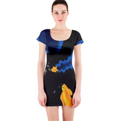 Digital Illusion Short Sleeve Bodycon Dress