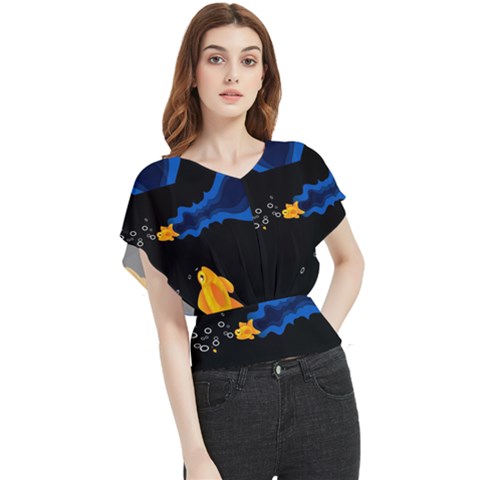 Digital Illusion Butterfly Chiffon Blouse by Sparkle