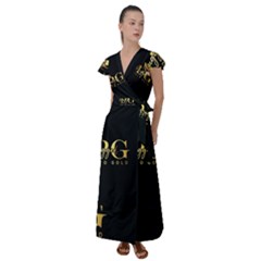 Plugged Into Gold Flutter Sleeve Maxi Dress by pluggedintogold