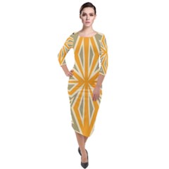 Abstract Pattern Geometric Backgrounds   Quarter Sleeve Midi Velour Bodycon Dress by Eskimos