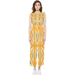 Abstract Pattern Geometric Backgrounds   Women s Frill Top Jumpsuit