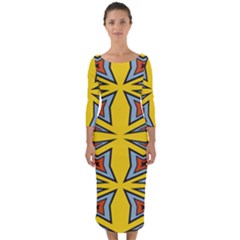 Abstract Pattern Geometric Backgrounds   Quarter Sleeve Midi Bodycon Dress by Eskimos