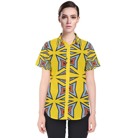 Abstract Pattern Geometric Backgrounds   Women s Short Sleeve Shirt by Eskimos