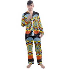 Abstract Pattern Geometric Backgrounds   Men s Long Sleeve Satin Pajamas Set by Eskimos