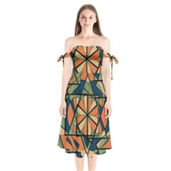 Abstract Pattern Geometric Backgrounds   Shoulder Tie Bardot Midi Dress by Eskimos