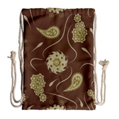 Floral Pattern Paisley Style  Drawstring Bag (large) by Eskimos