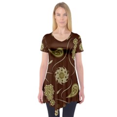 Floral Pattern Paisley Style  Short Sleeve Tunic  by Eskimos