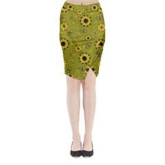 Floral Pattern Paisley Style  Midi Wrap Pencil Skirt by Eskimos