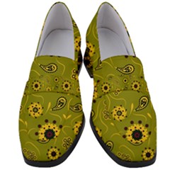 Floral Pattern Paisley Style  Women s Chunky Heel Loafers by Eskimos